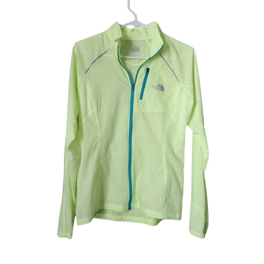 THE NORTH FACE flash dry GTD Running Jacket Neon Yellow Teal Full Zip Size S